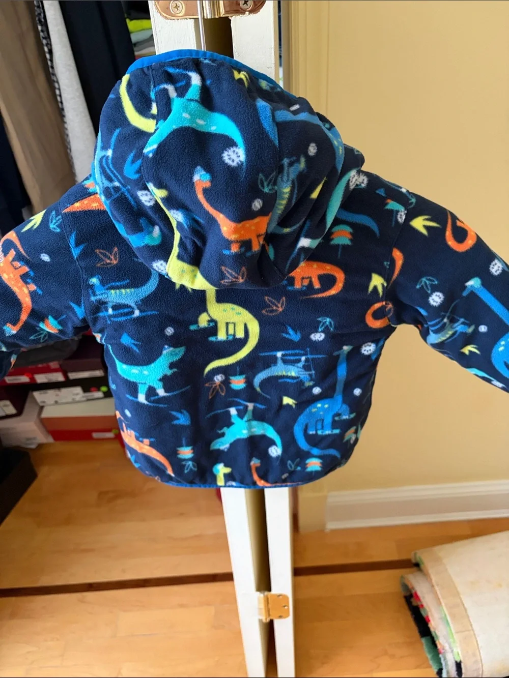 Columbia Bright Blue Kids Hooded Puffer with Printed Lining REVERSIBLE SIZE 3